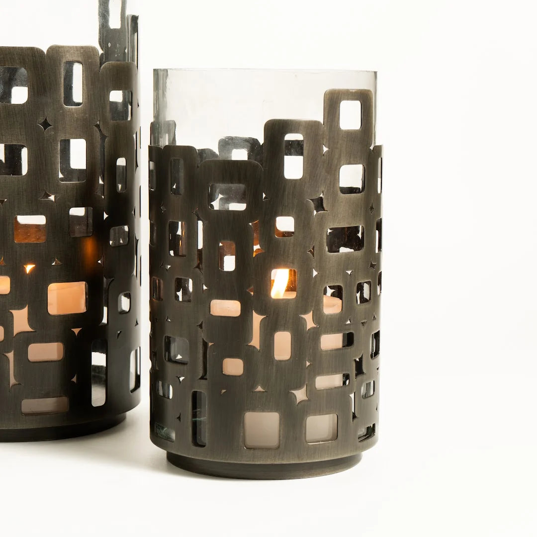 SET OF 2 HURRICANE WITH CLEAR GLASS