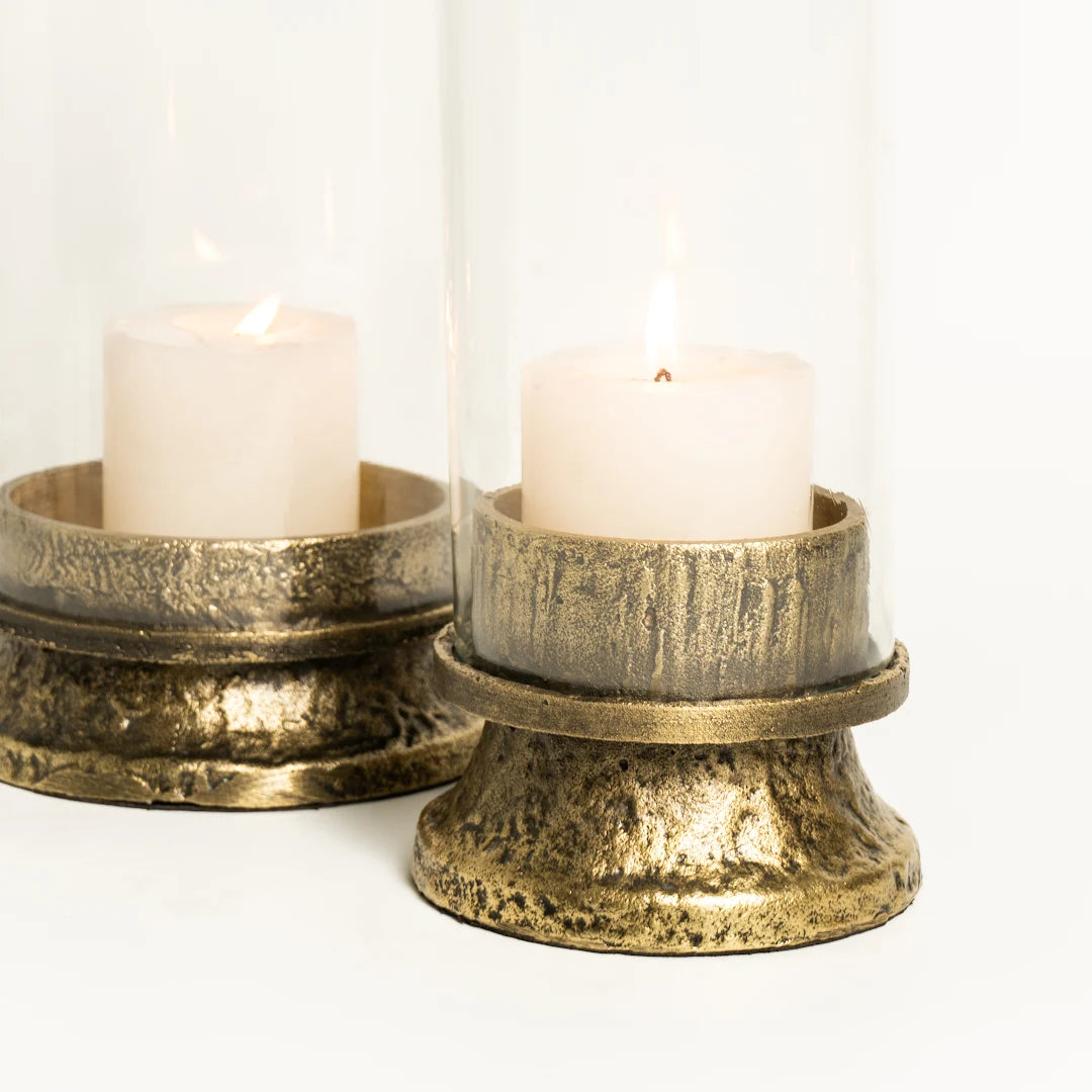 SET OF 2 HURRICANE WITH CLEAR GLASS