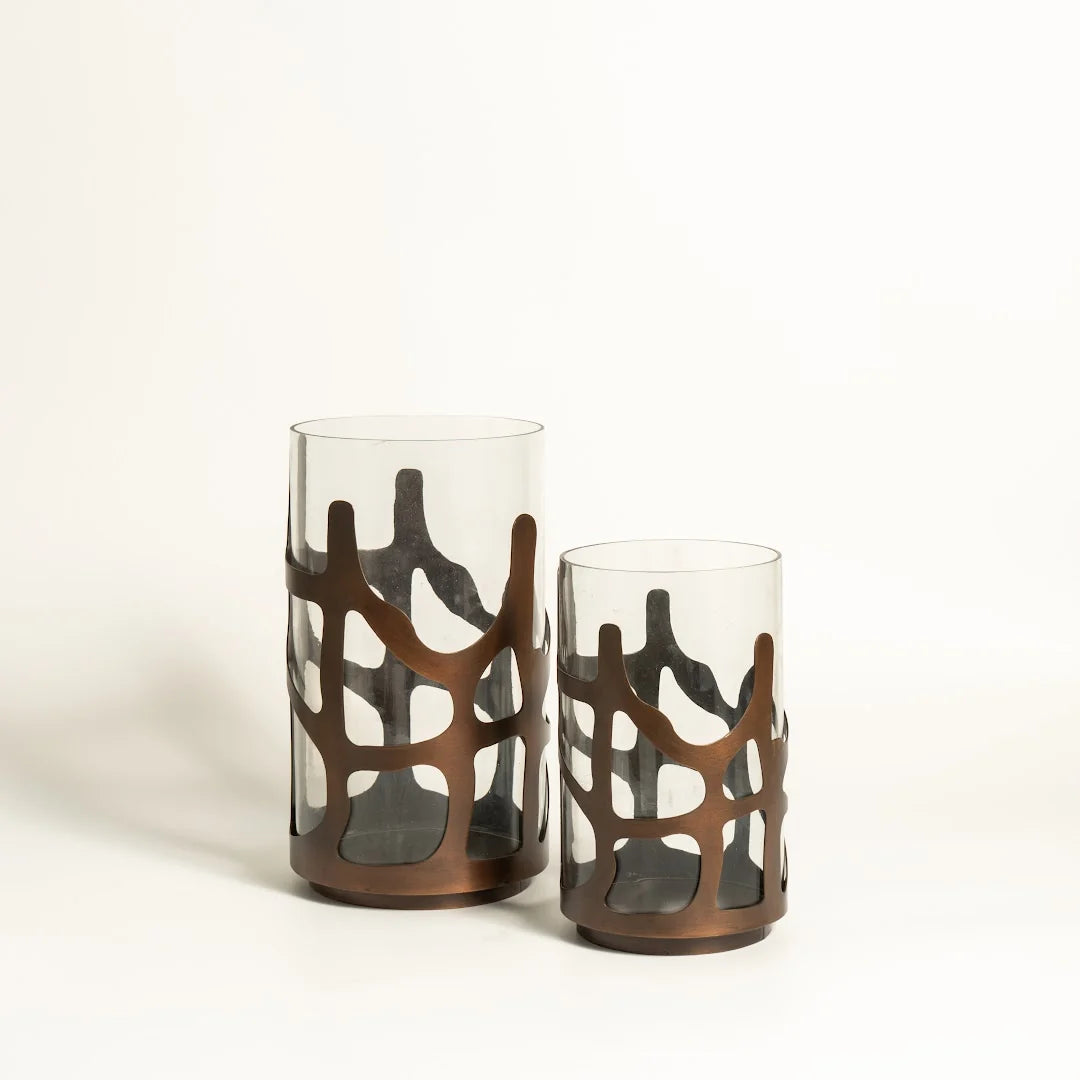 SET OF 2 HURRICANE WITH CLEAR GLASS