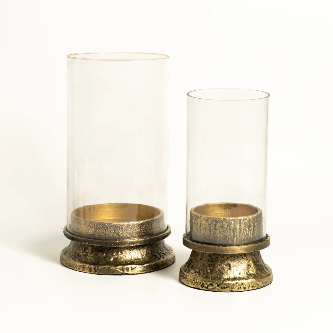 SET OF 2 HURRICANE WITH CLEAR GLASS