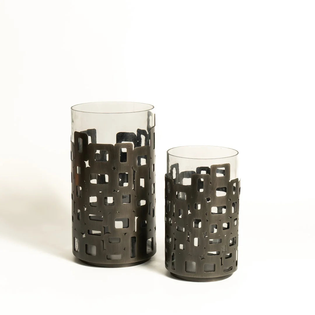 SET OF 2 HURRICANE WITH CLEAR GLASS