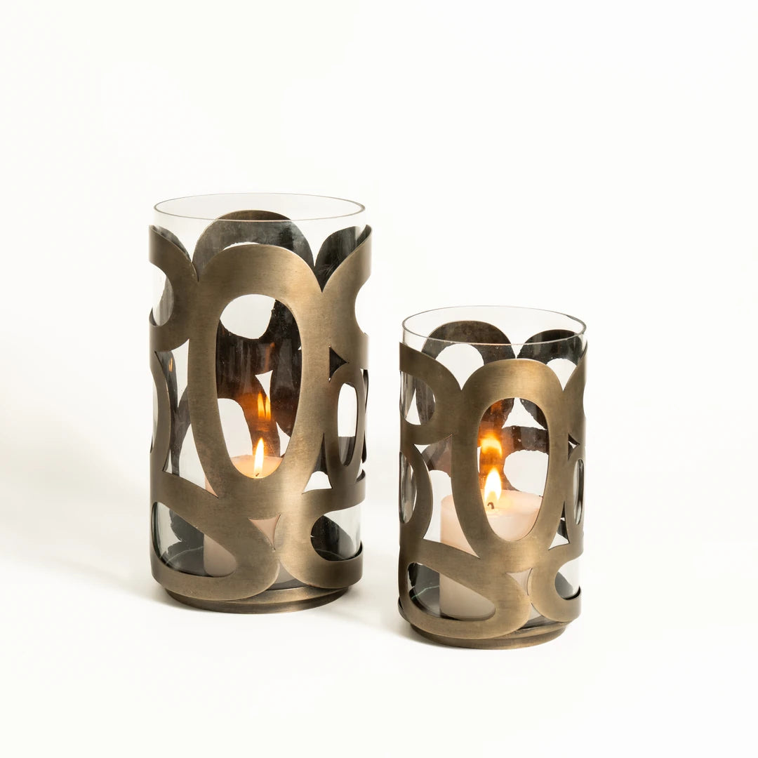 SET OF 2 HURRICANE WITH CLEAR GLASS