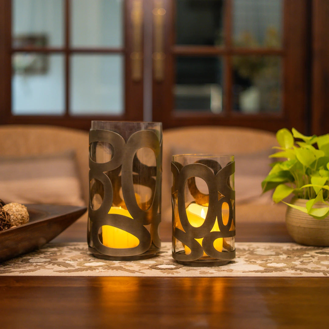 SET OF 2 HURRICANE WITH CLEAR GLASS