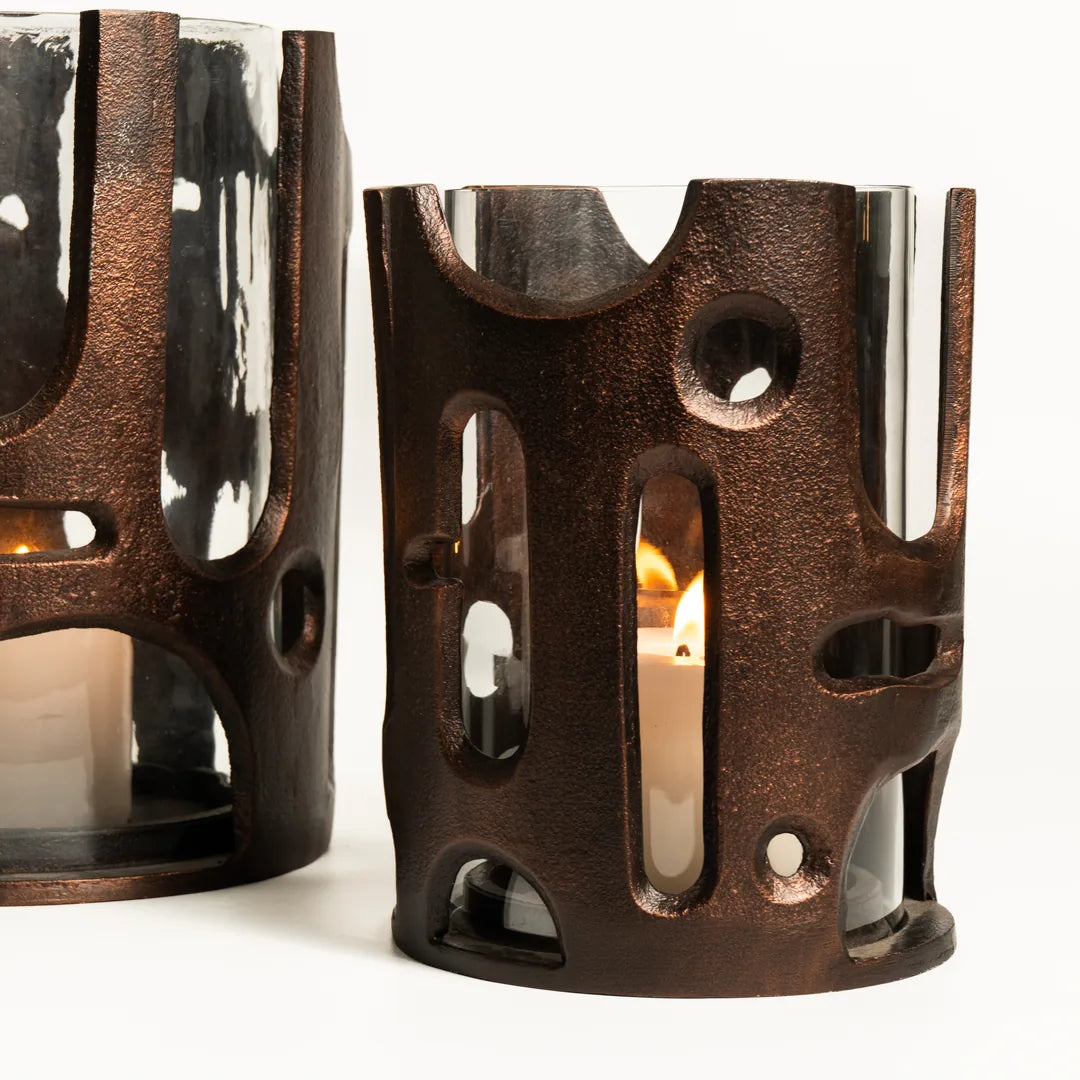 SET OF 2 HURRICANE WITH CLEAR GLASS