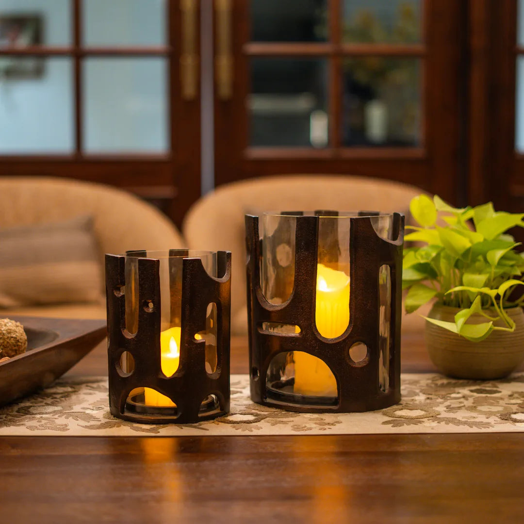 SET OF 2 HURRICANE WITH CLEAR GLASS