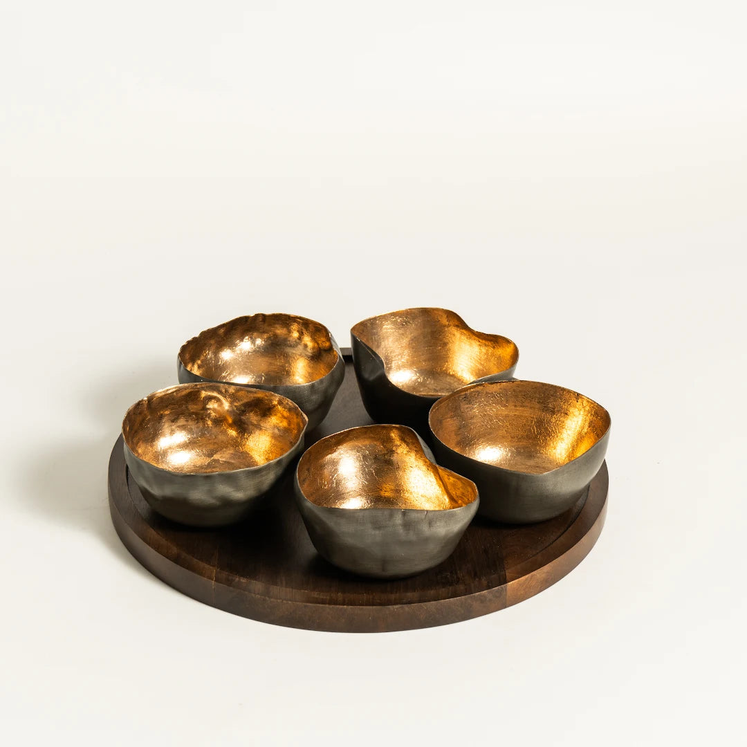 PLATTER WITH SET OF 5 T-LIGHT HOLDER