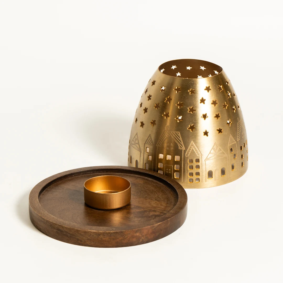 SET OF 3 HURRICANE WITH WOODEN BASE