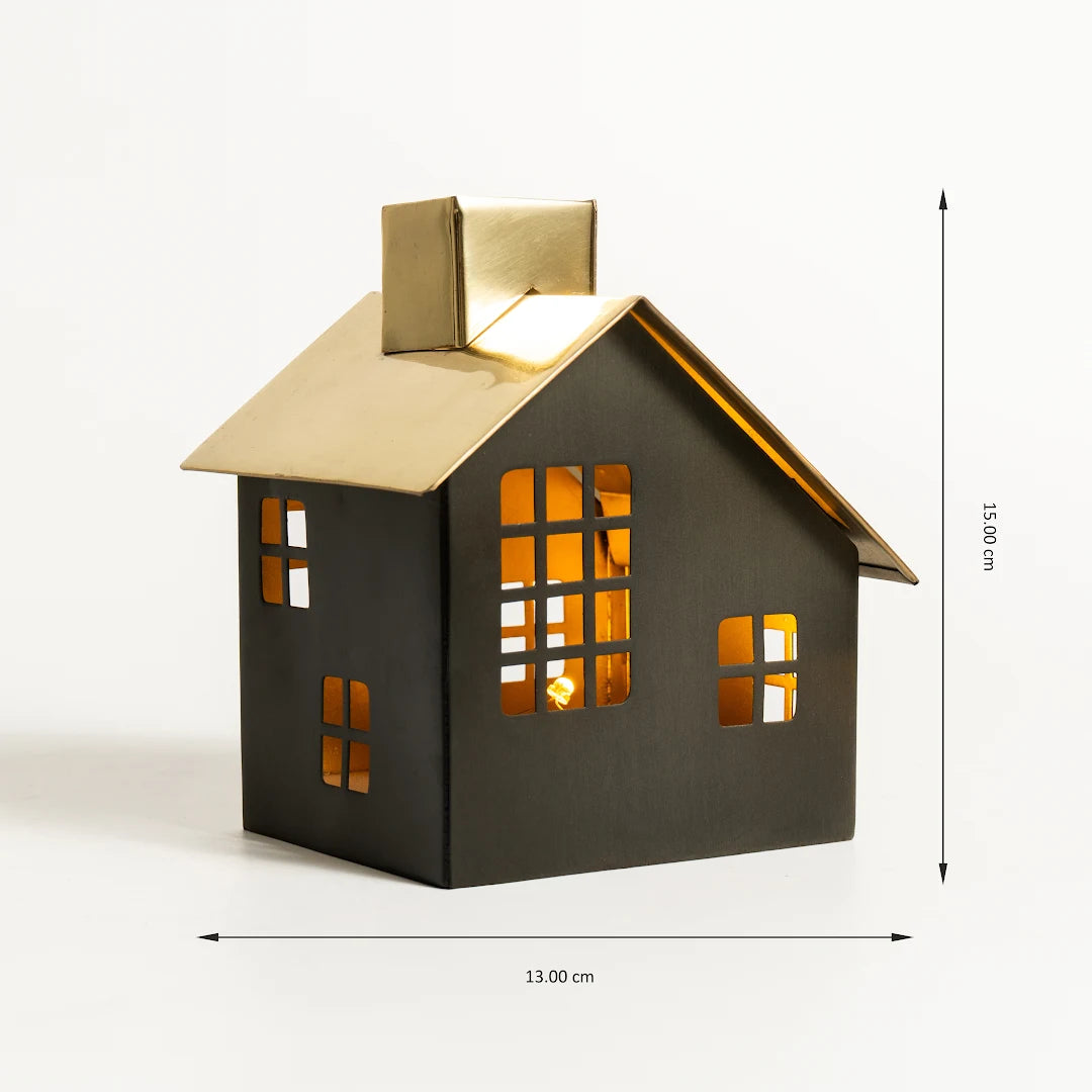 SET OF 4 DECORATIVE HOUSE WITH LED LIGHT
