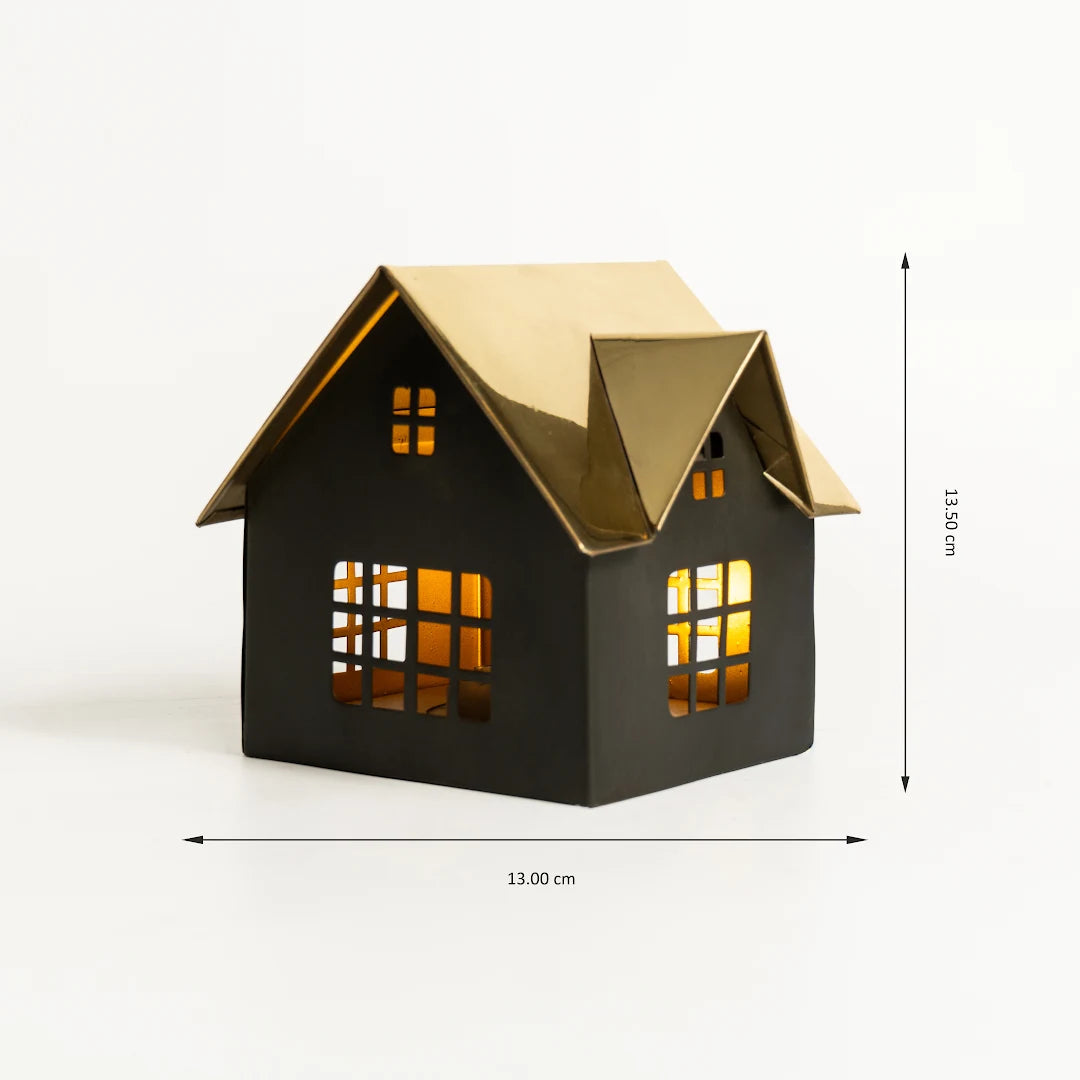SET OF 4 DECORATIVE HOUSE WITH LED LIGHT