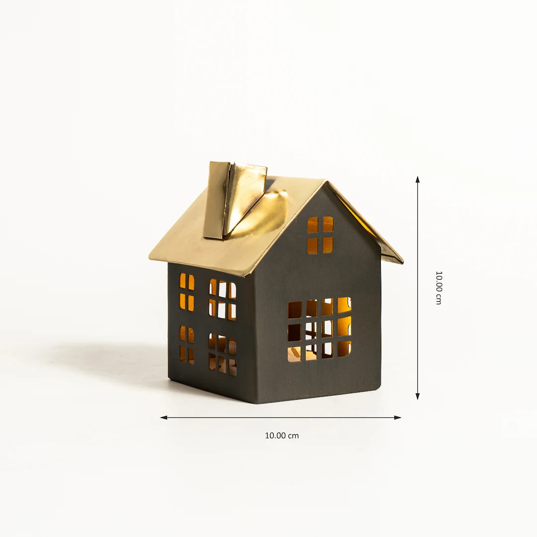 SET OF 4 DECORATIVE HOUSE WITH LED LIGHT
