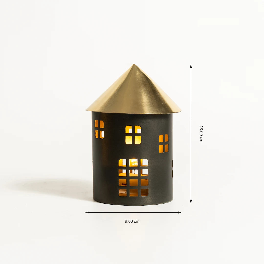 SET OF 4 DECORATIVE HOUSE WITH LED LIGHT
