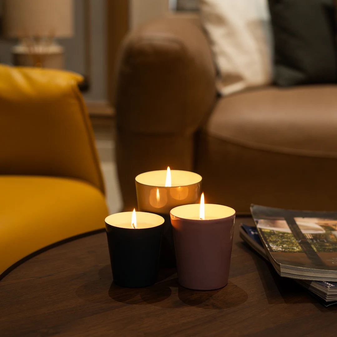 SET OF 3 CANDLE HOLDER WITH FILLED WAX