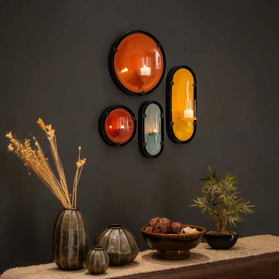 SET OF 4 WALL T-LIGHT HOLDER