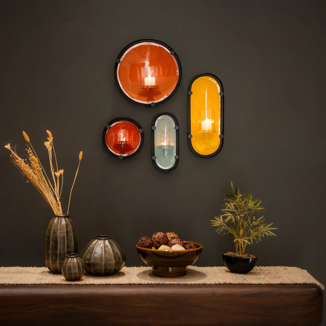 SET OF 4 WALL T-LIGHT HOLDER