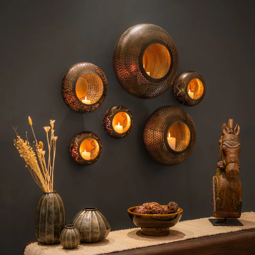 SET OF 6 WALL T-LIGHT HOLDER