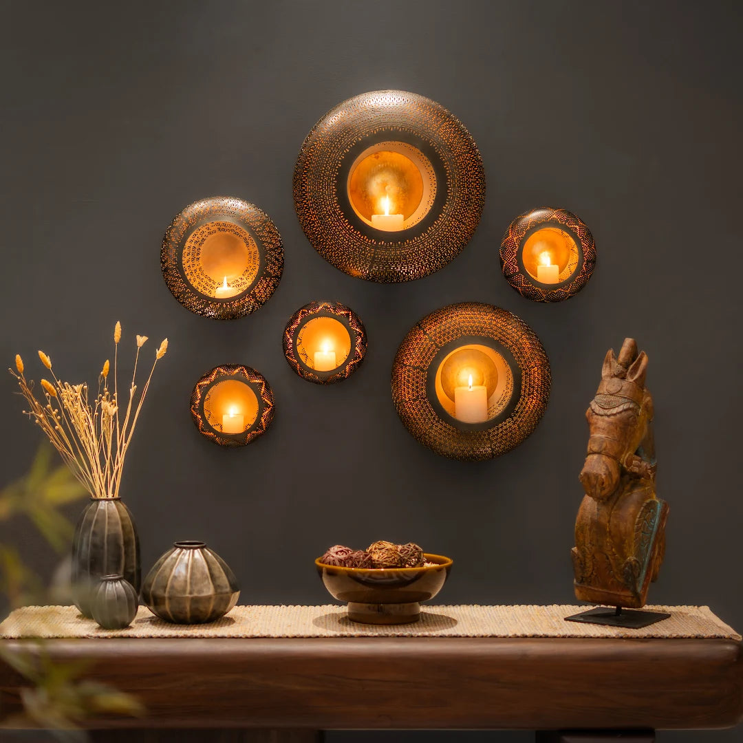 SET OF 6 WALL T-LIGHT HOLDER