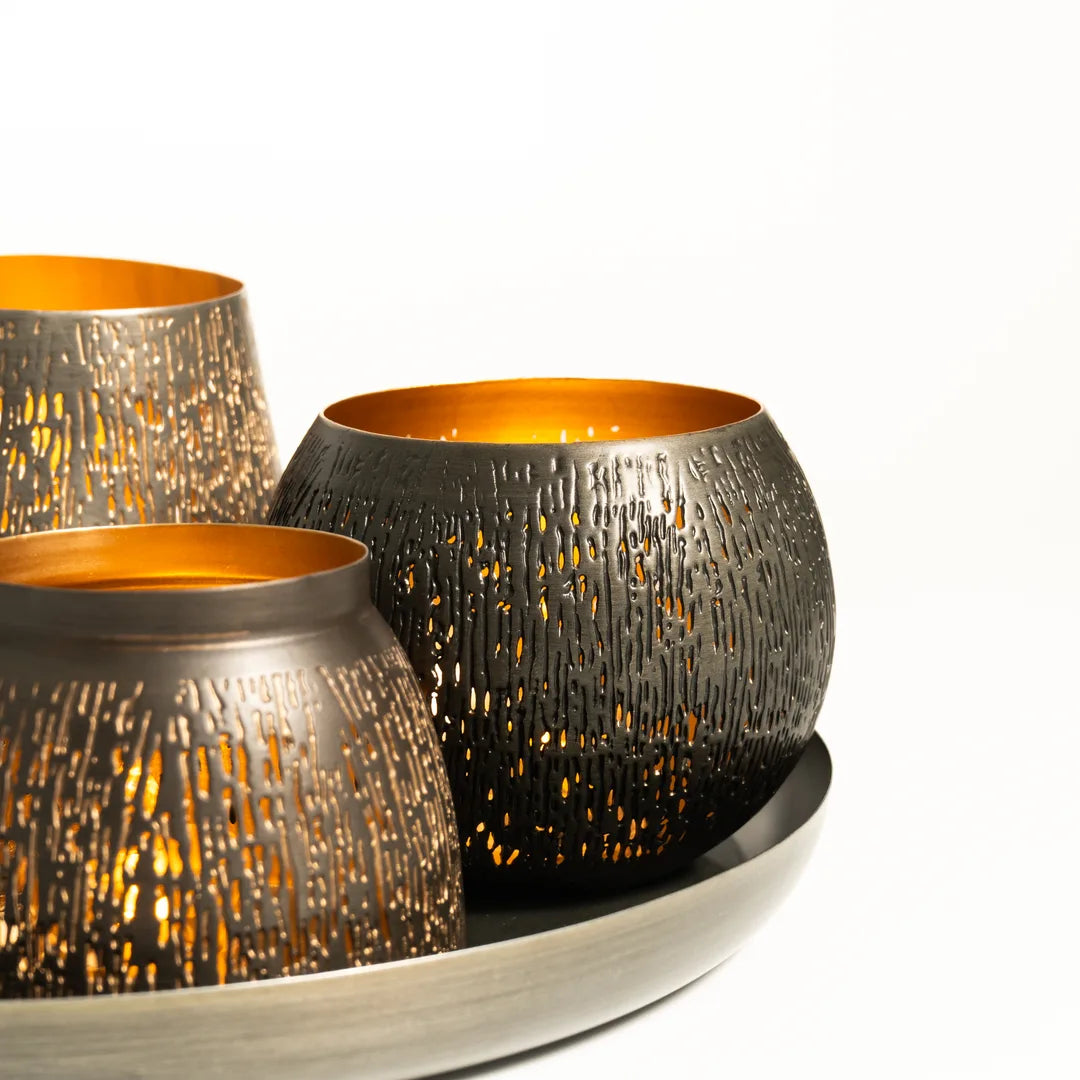 PLATTER WITH SET OF 4 T-LIGHT HOLDER