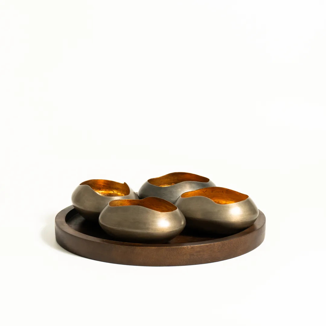 PLATTER WITH SET OF 4 T-LIGHT HOLDER