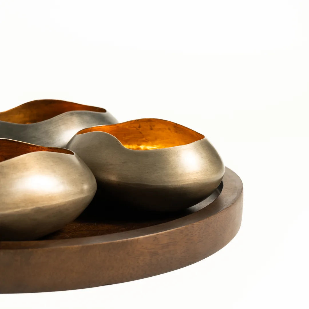 PLATTER WITH SET OF 4 T-LIGHT HOLDER