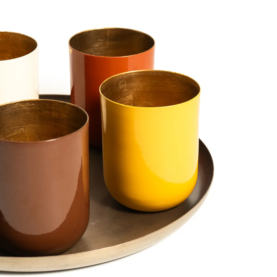 PLATTER WITH SET OF 5 T-LIGHT HOLDER