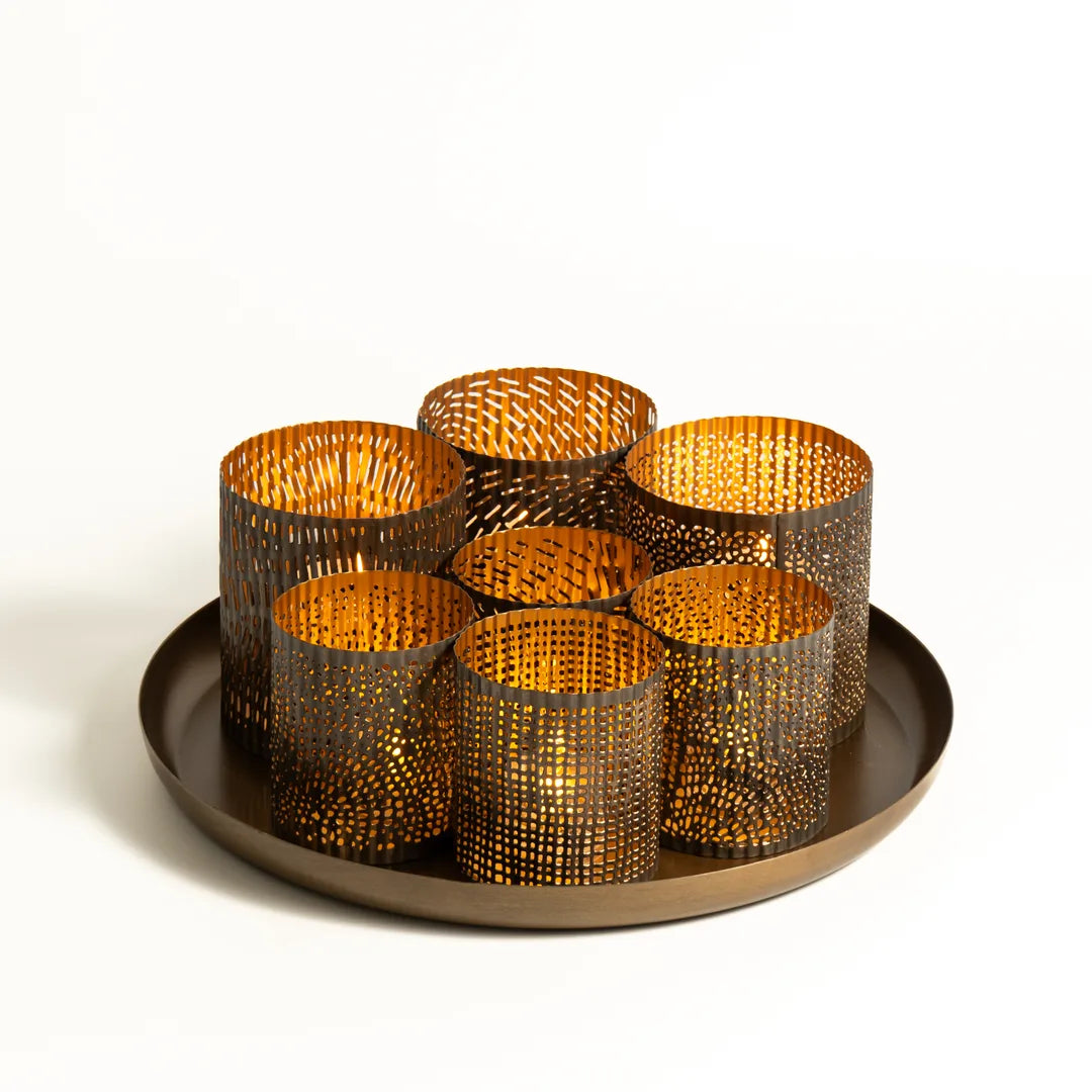 PLATTER WITH SET OF 7 T-LIGHT HOLDER