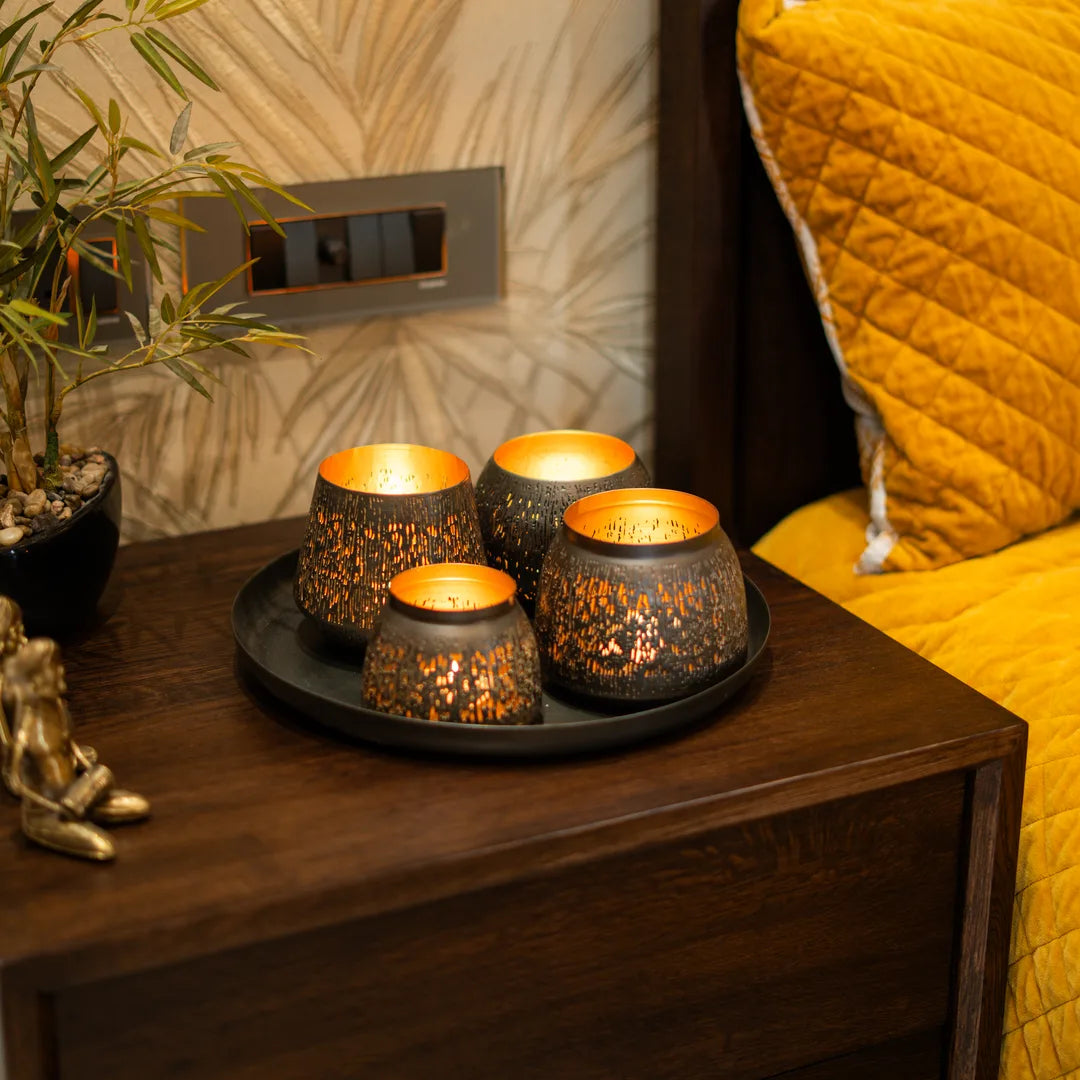 PLATTER WITH SET OF 4 T-LIGHT HOLDER