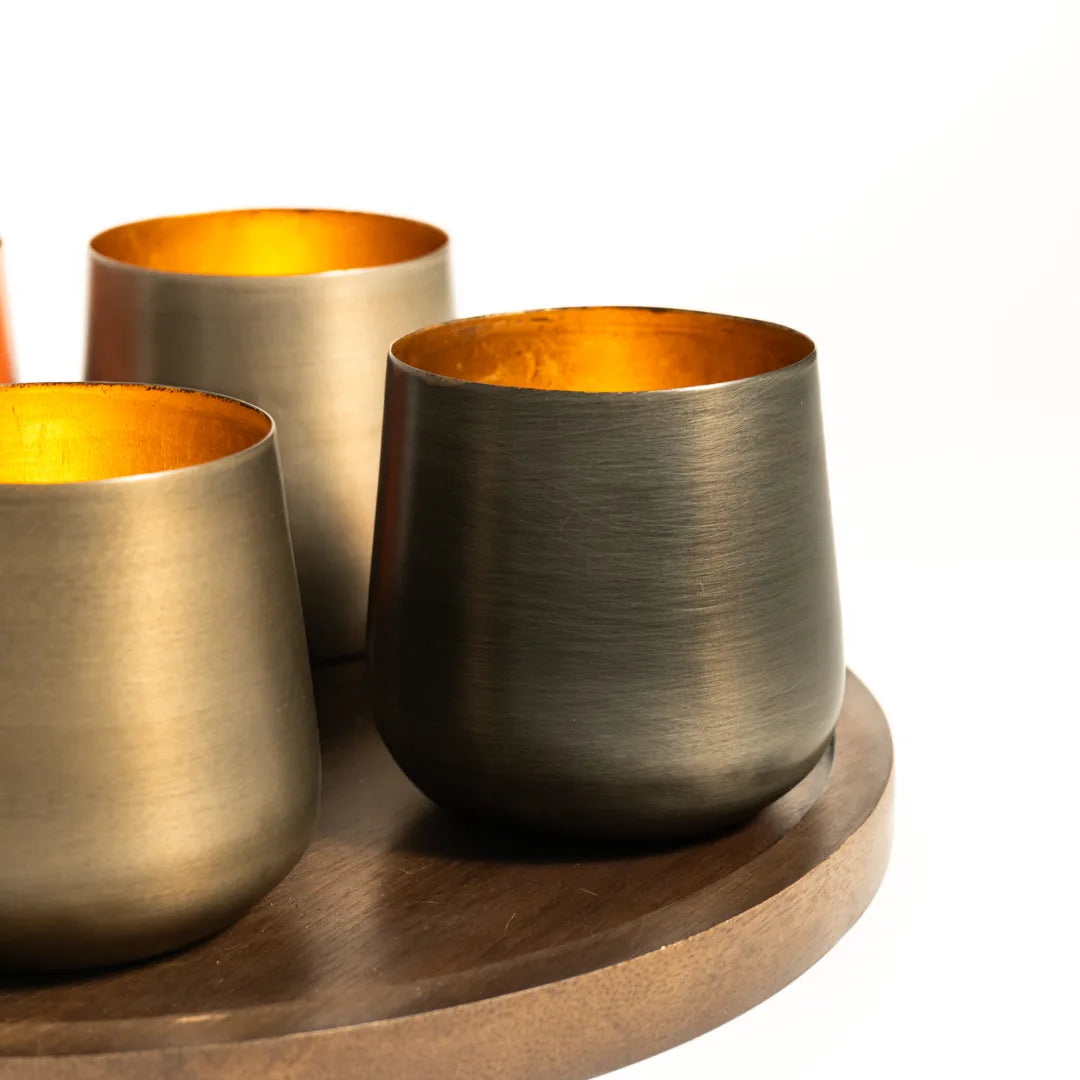 PLATTER WITH SET OF 5 T-LIGHT HOLDER