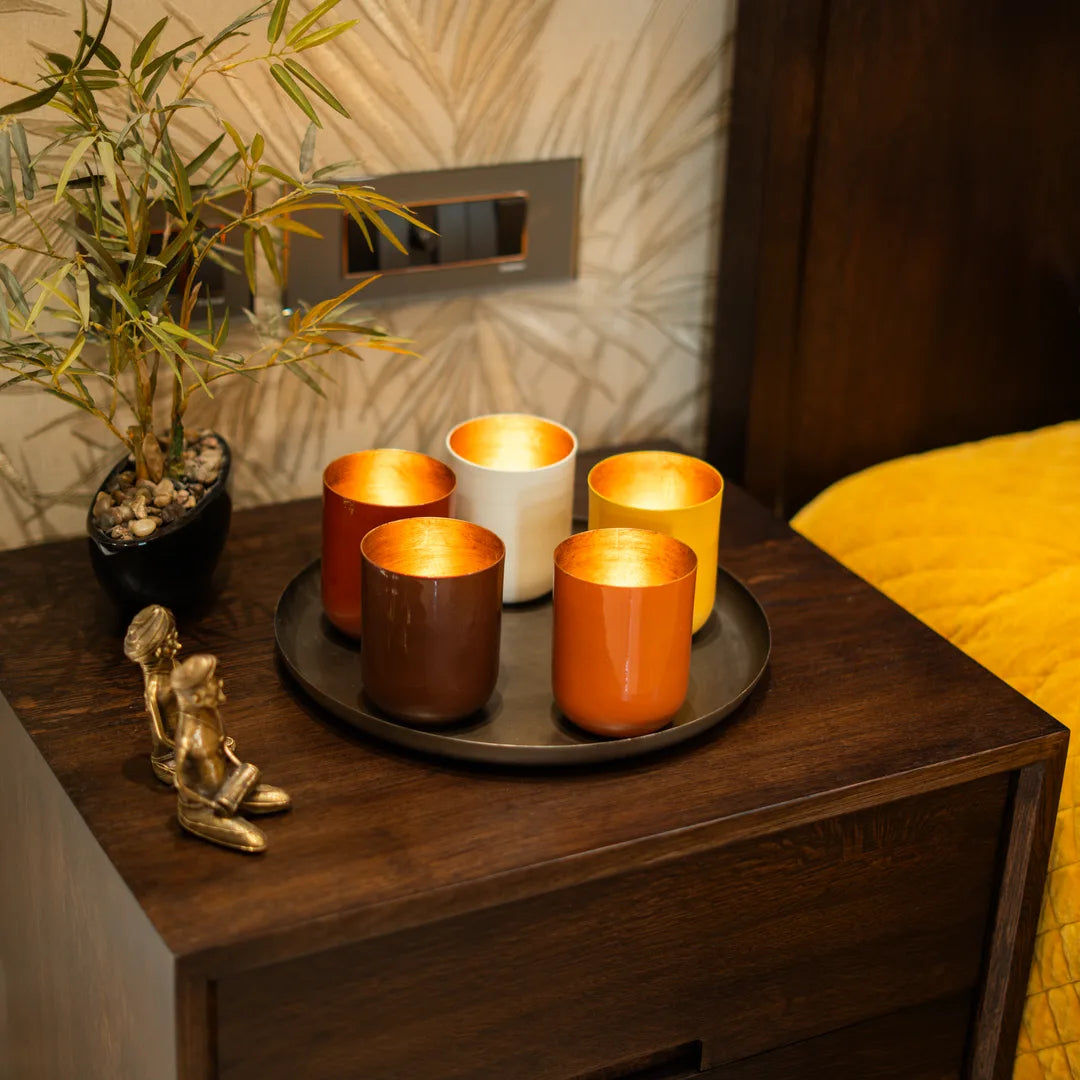 PLATTER WITH SET OF 5 T-LIGHT HOLDER