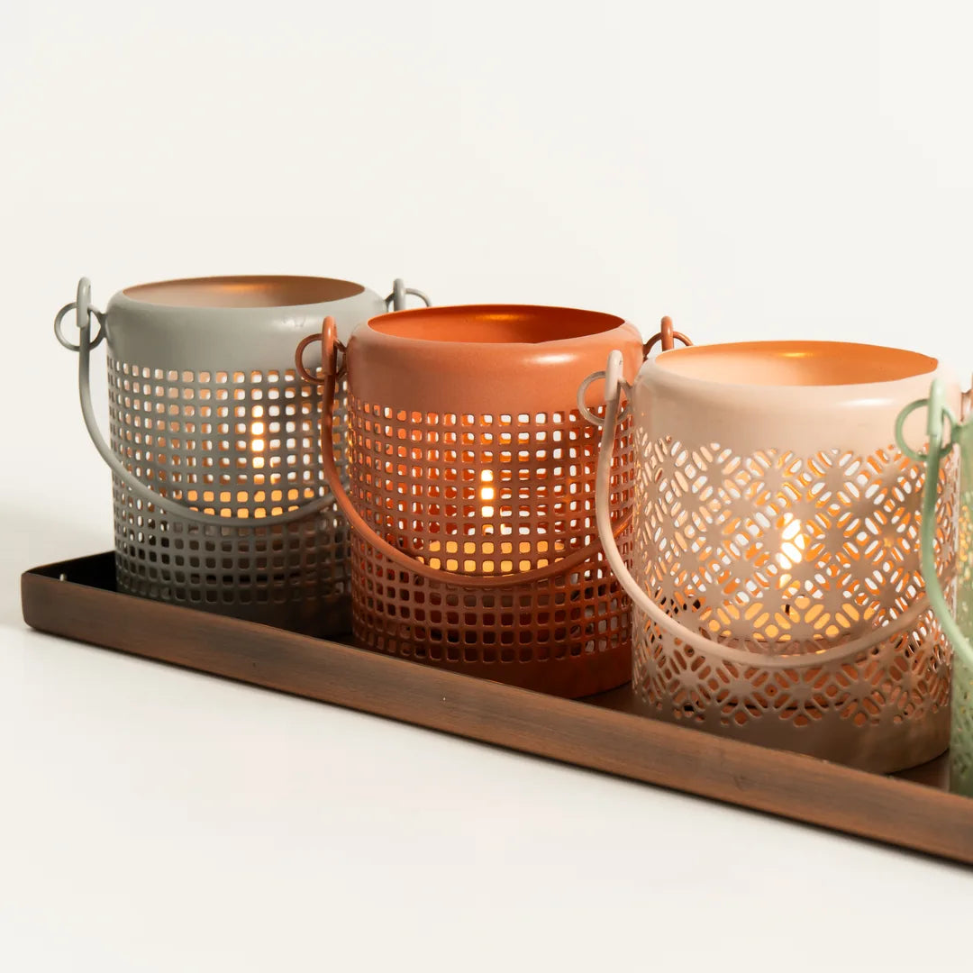 PLATTER WITH SET OF 5 T-LIGHT HOLDER