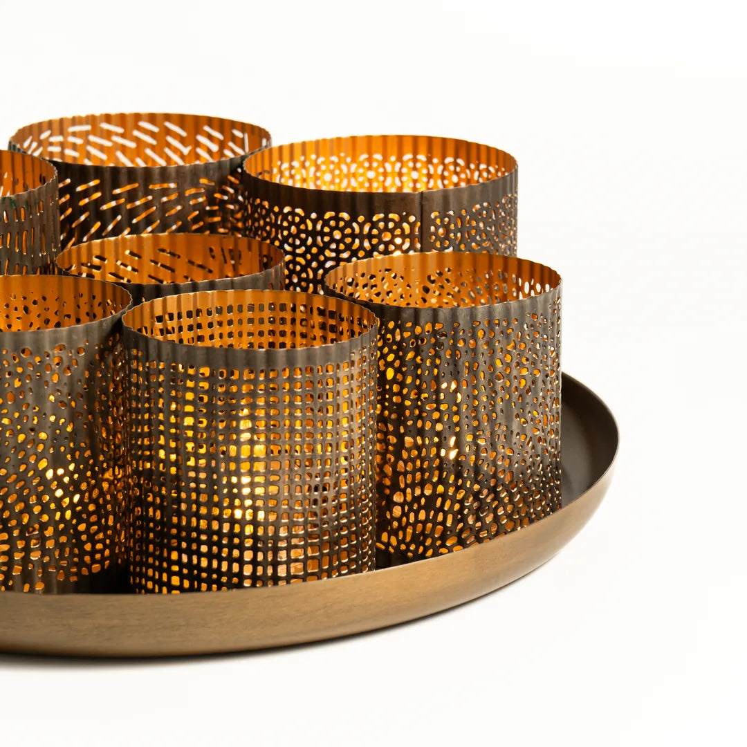 PLATTER WITH SET OF 7 T-LIGHT HOLDER