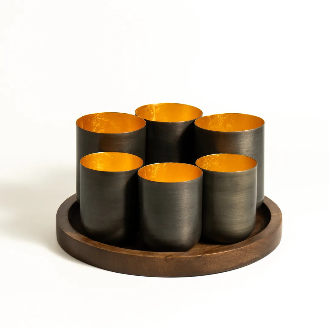 PLATTER WITH SET OF 6 T-LIGHT HOLDER