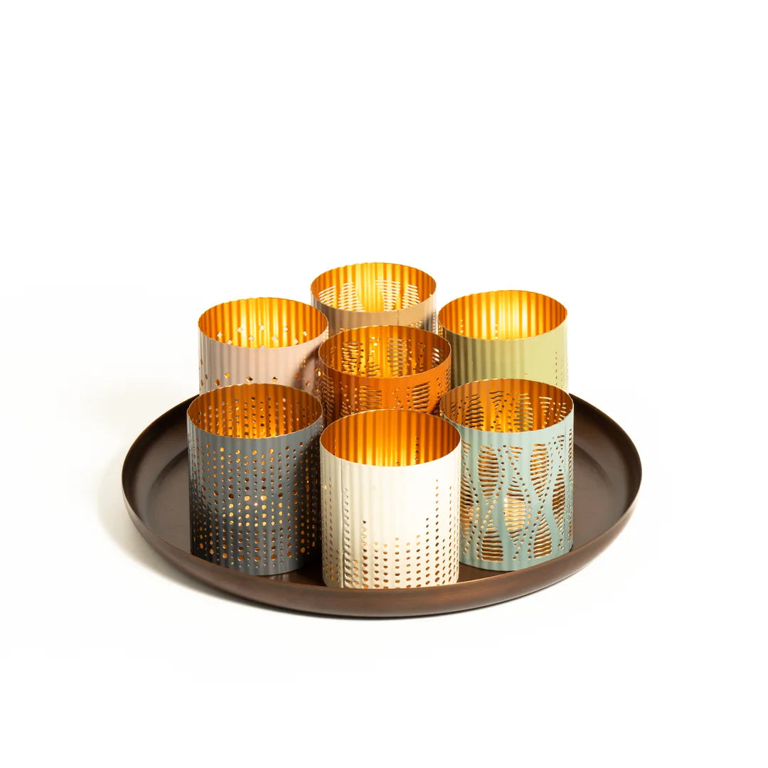 PLATTER WITH SET OF 7 T-LIGHT HOLDER