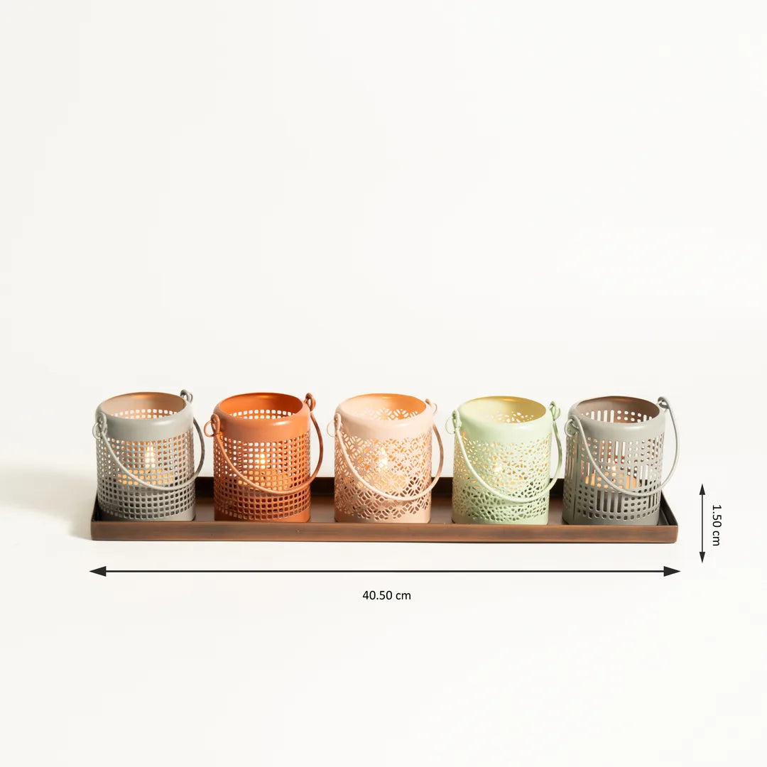 PLATTER WITH SET OF 5 T-LIGHT HOLDER