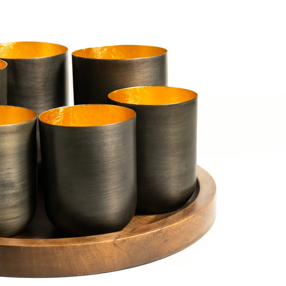 PLATTER WITH SET OF 6 T-LIGHT HOLDER